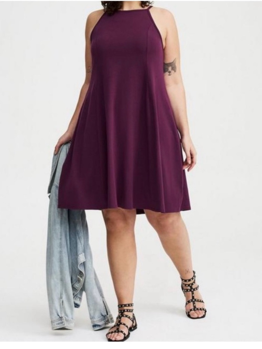 Torrid halter neck trapeze dress purple 3X